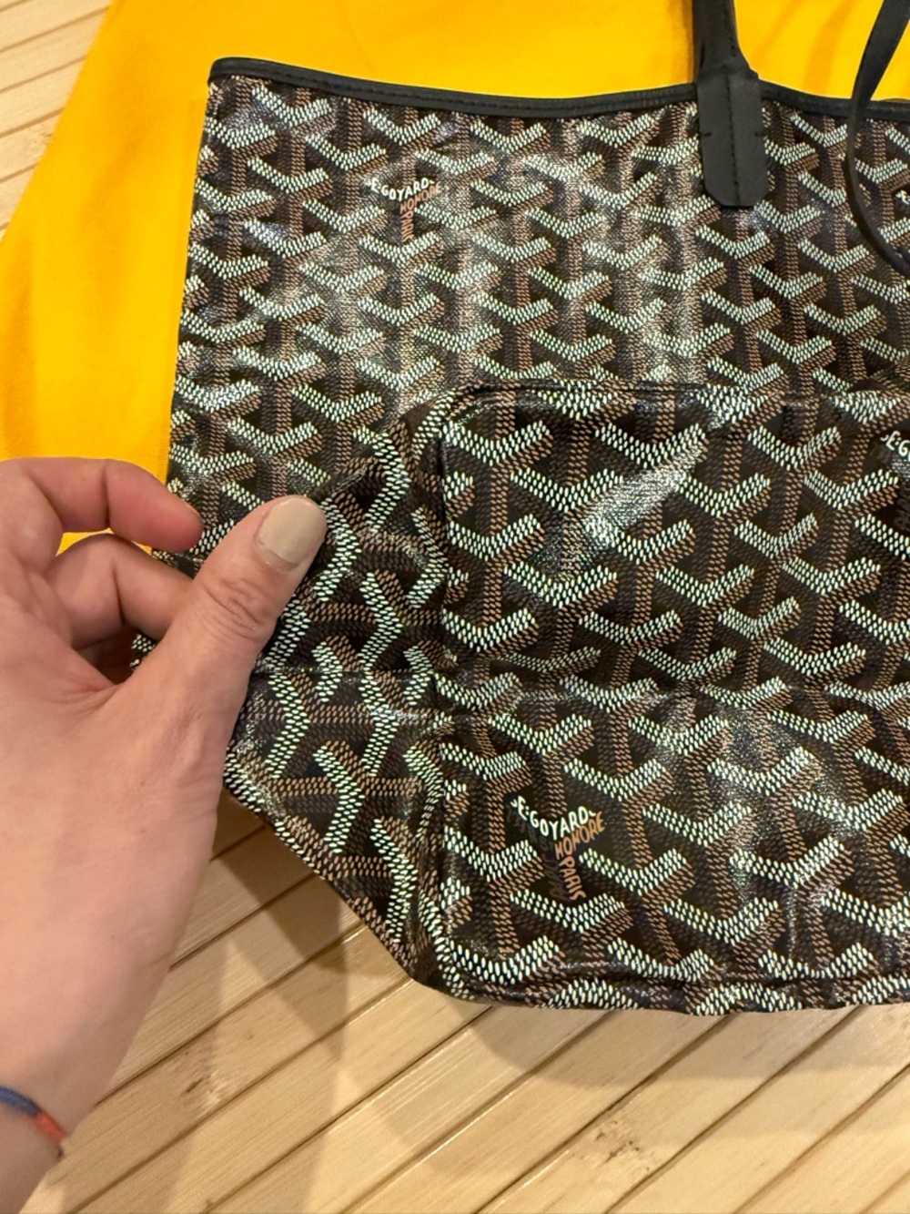NWT. Goyard St Louis Tote in PM Size. Black Goyardine with Black Leather Trim. - Picture 7 of 11